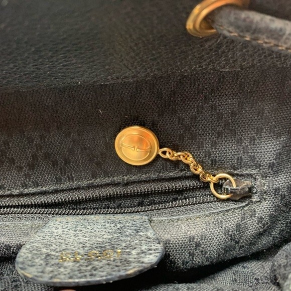 GUCCI Black Leather Suede Bamboo Mini Backpack Adjustable Strap Handbag Purse - Picture 5 of 10